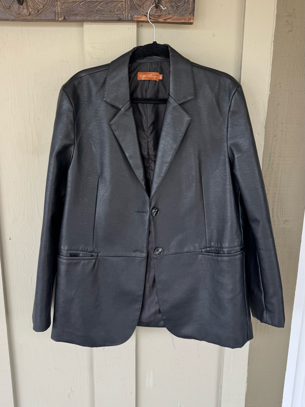 Black Pleather Blazer Jacket